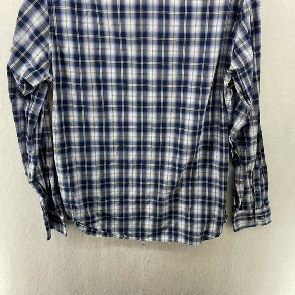 Banana Republic Button-Up Shirt Men Sz M Blue Plaid Collared Long Sleeve Stretch - Picture 9 of 12